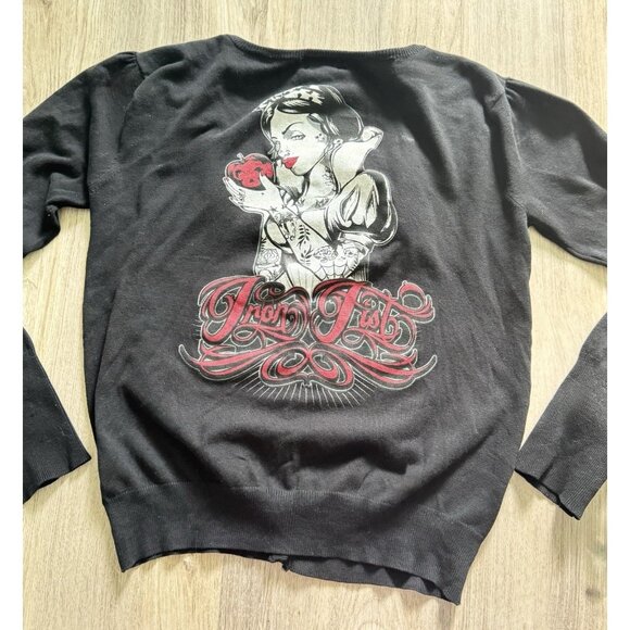 Iron First Cardigan Snow White Girls XL Sweater Black Apple Rare - Picture 1 of 9